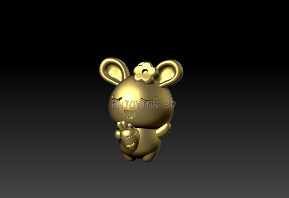 小白兔吊墜-小白兔摆件3D打印模型
