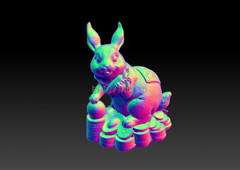 招财兔子-摆件3D打印模型