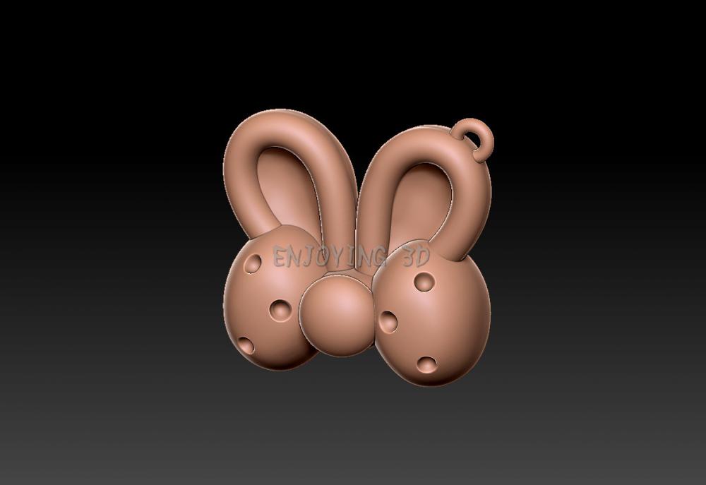 兔耳蝴蝶结-吊坠 1 & 23D打印模型