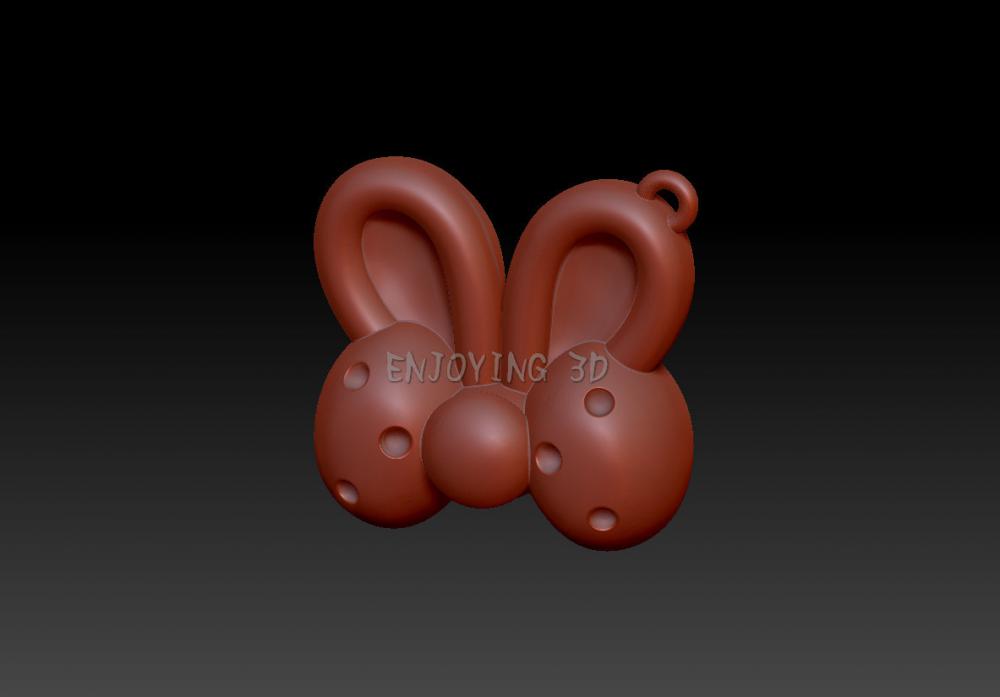 兔耳蝴蝶结-吊坠 1 & 23D打印模型