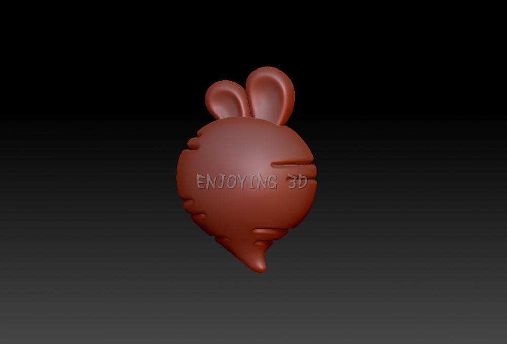 兔耳萝卜-吊坠3D打印模型