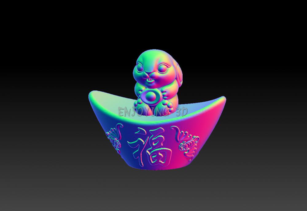 十二生肖金元宝版 (兔 63D打印模型