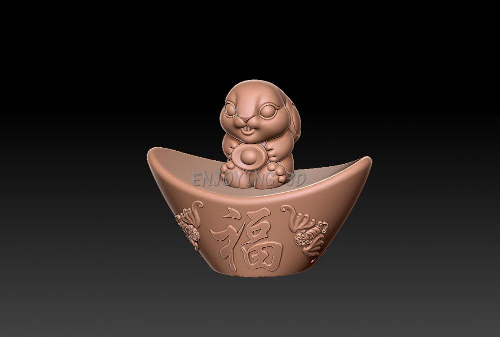 十二生肖金元宝版 (兔 63D打印模型