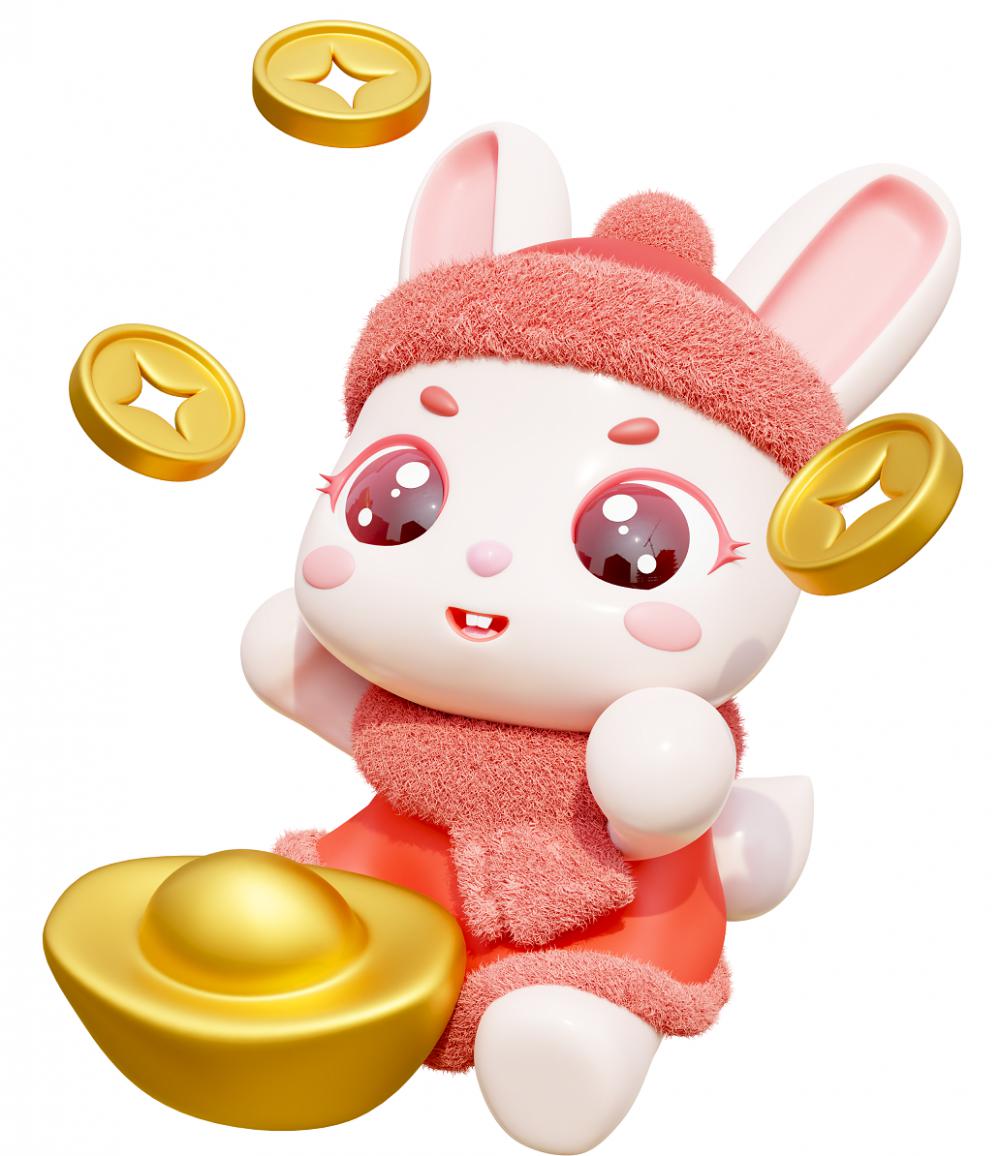 兔年 发财 元宝3D打印模型