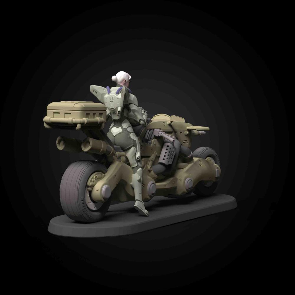 赛博朋克 科幻女骑手3D打印模型