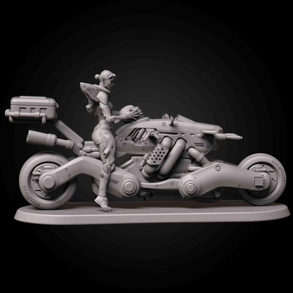 赛博朋克 科幻女骑手3D打印模型
