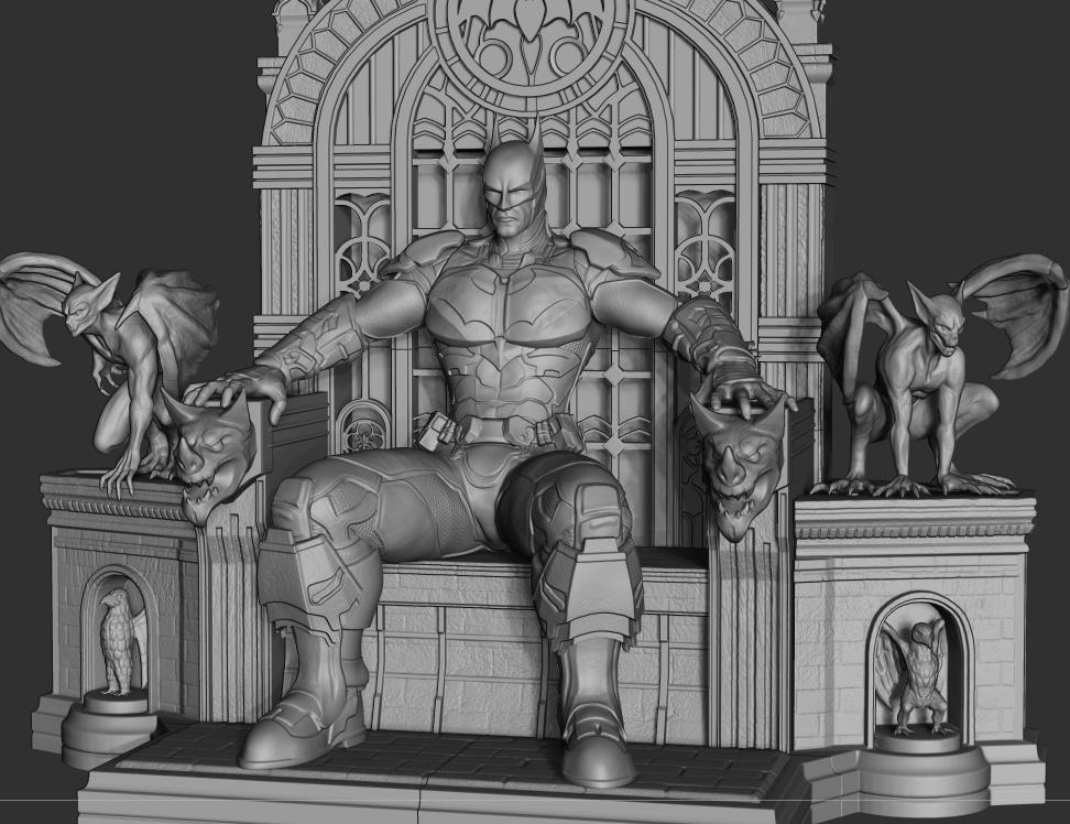 DC宇宙蝙蝠侠坐姿雕像3D打印模型