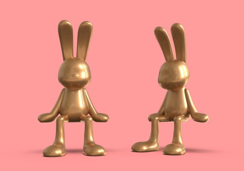 坐着的兔子（两个）3D打印模型