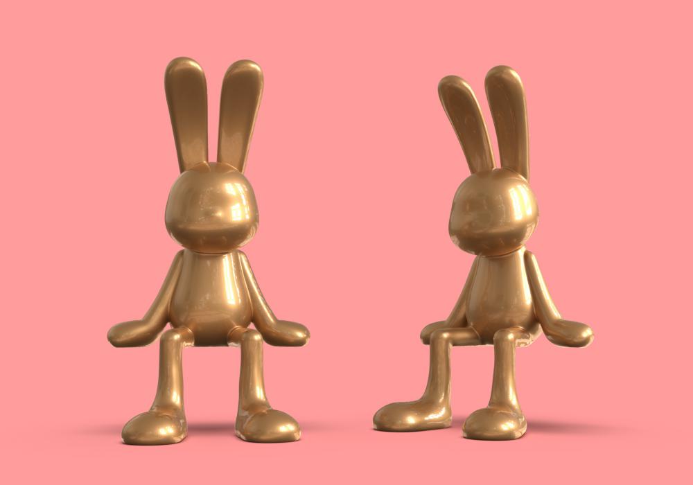 坐着的兔子（两个）3D打印模型