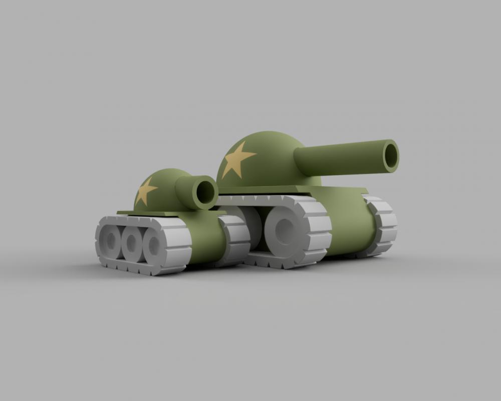 Q版玩具坦克3D打印模型
