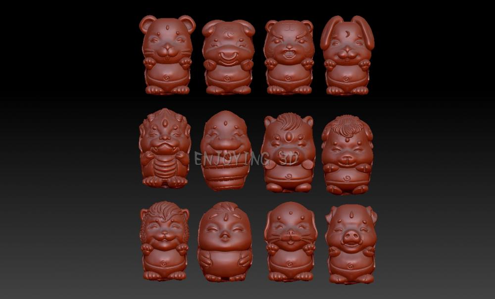 十二生肖可爱版3D打印模型