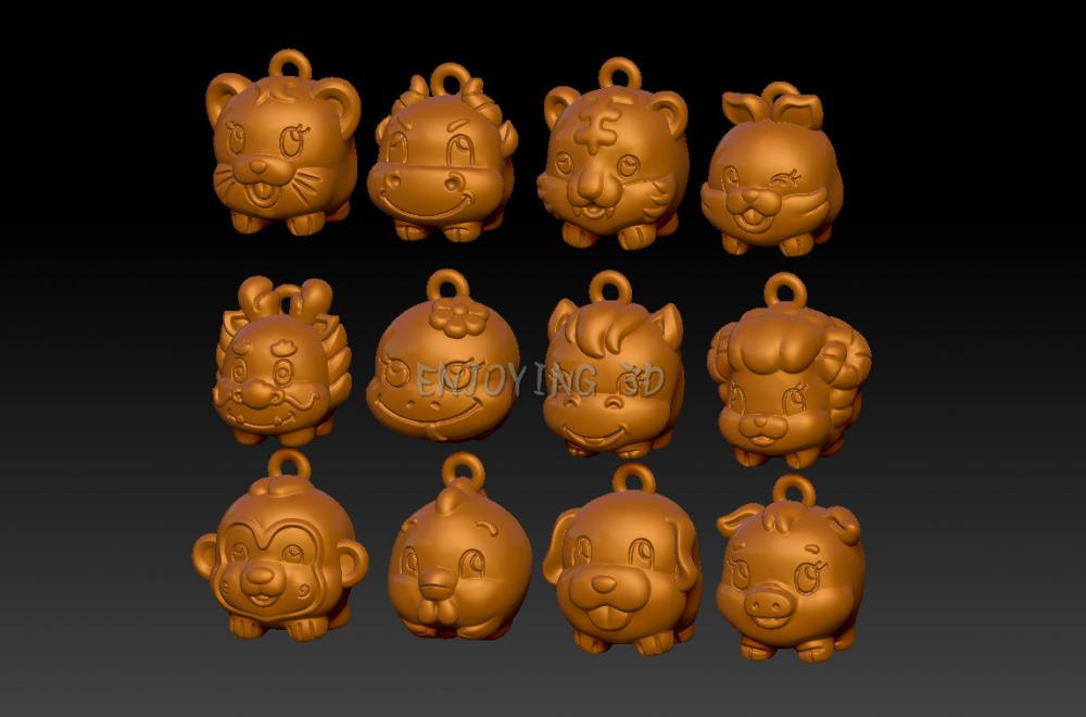 卡通十二生肖吊墜 23D打印模型