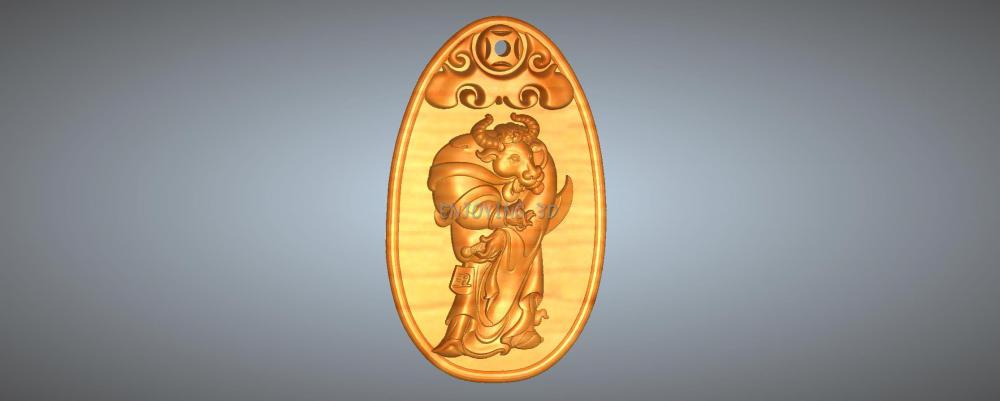 金身兽首十二生肖-玉佩框吊坠3D打印模型