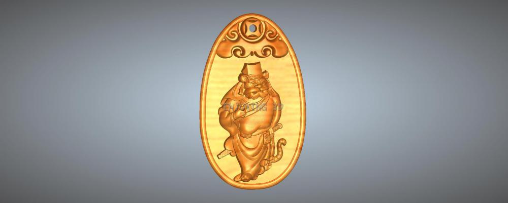 金身兽首十二生肖-玉佩框吊坠3D打印模型