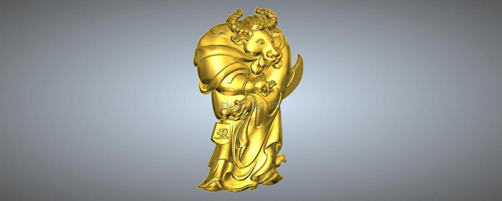 金身兽首十二生肖-加大无框吊坠3D打印模型