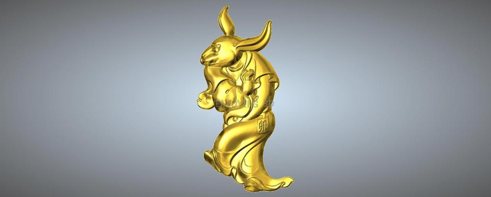 金身兽首十二生肖-加大无框吊坠3D打印模型