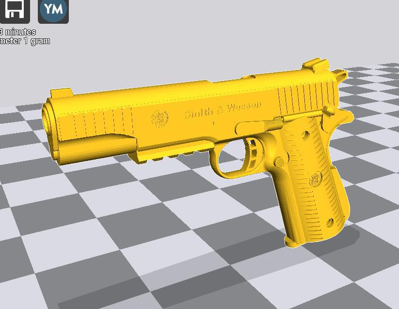 1/6兵人武器斯密斯伟森1911手枪3D打印模型