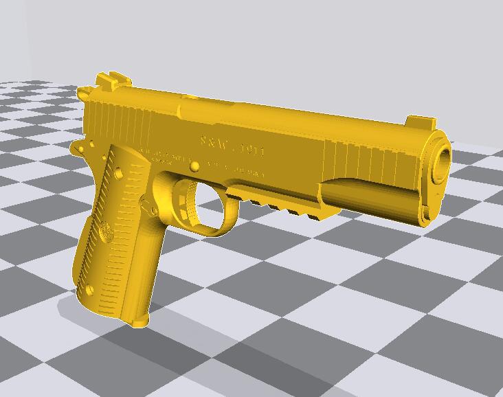 1/6兵人武器斯密斯伟森1911手枪3D打印模型