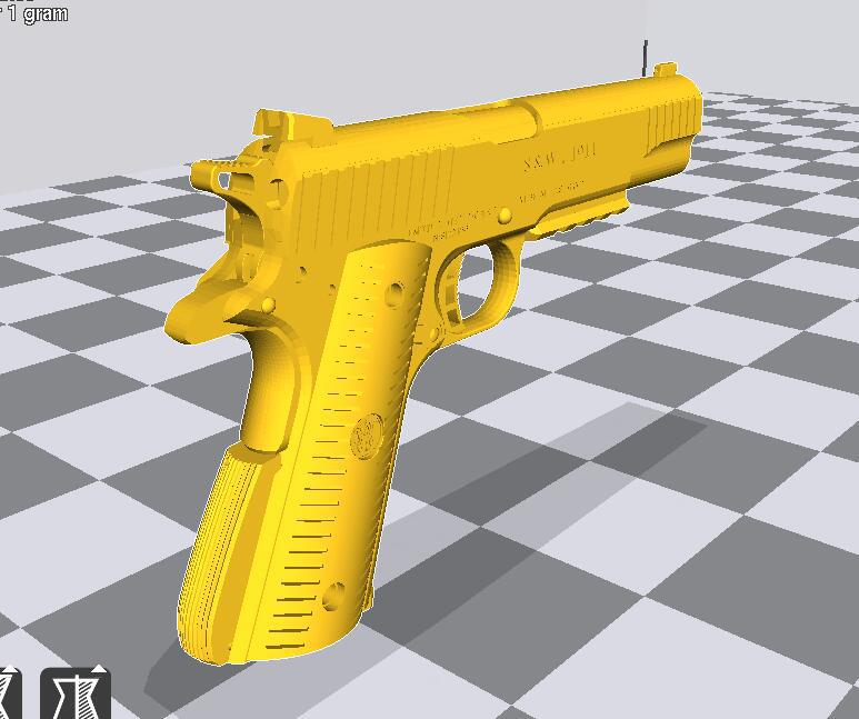 1/6兵人武器斯密斯伟森1911手枪3D打印模型