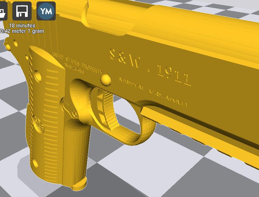 1/6兵人武器斯密斯伟森1911手枪3D打印模型