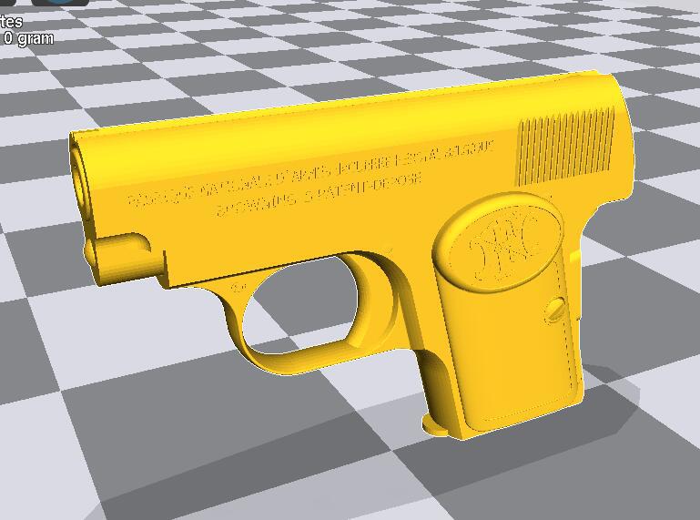 1/6兵人武器勃朗宁袖珍手枪3D打印模型