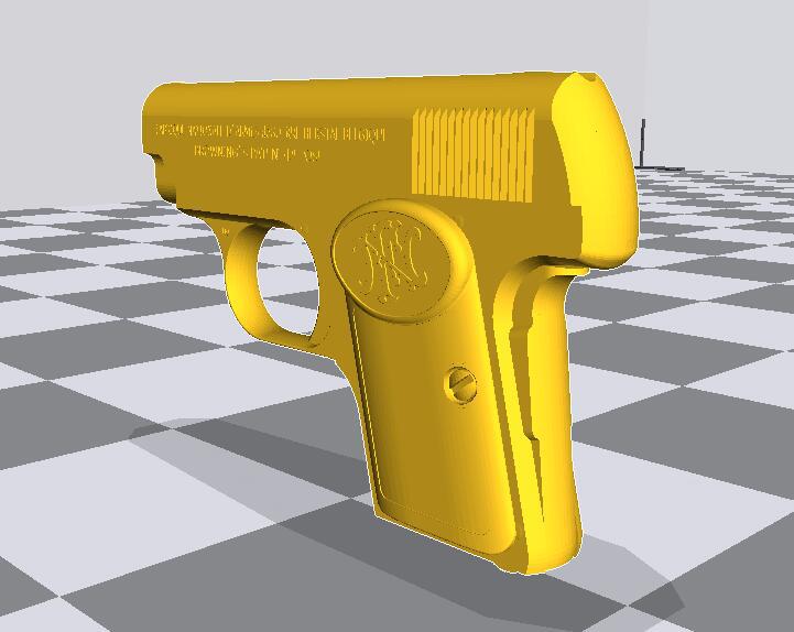 1/6兵人武器勃朗宁袖珍手枪3D打印模型