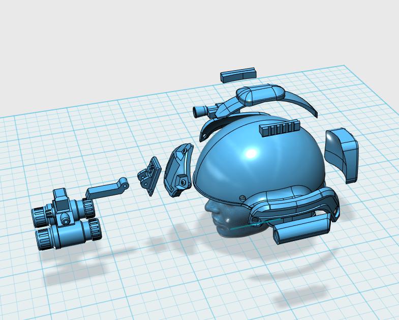 1/6兵人战术头盔+夜视仪模型3D打印模型