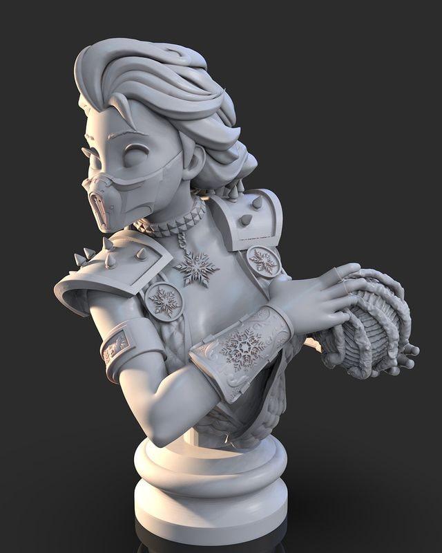 艾莎半身雕像3D打印模型