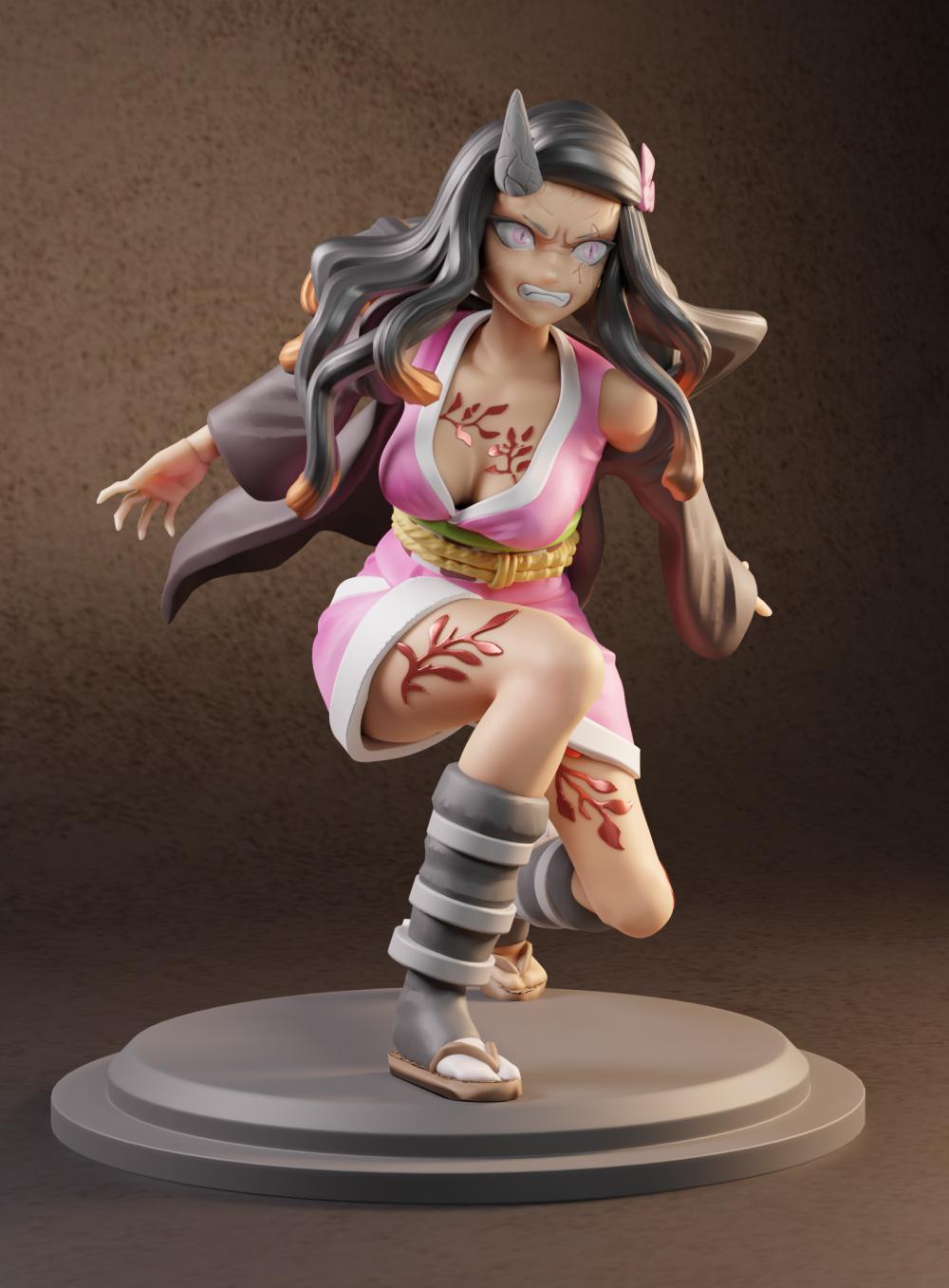鬼灭之刃 祢豆子 妖化版+半身像3D打印模型