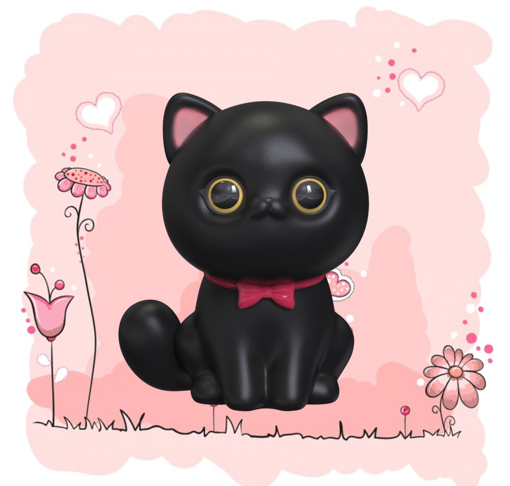 卡通猫咪3D打印模型