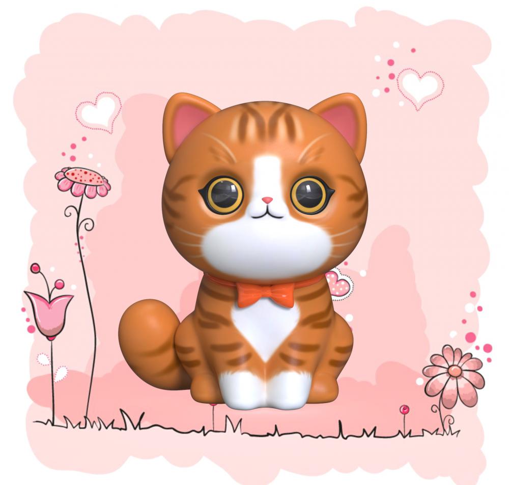 卡通猫咪3D打印模型