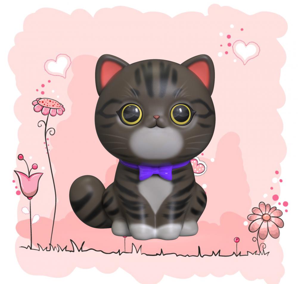 卡通猫咪3D打印模型