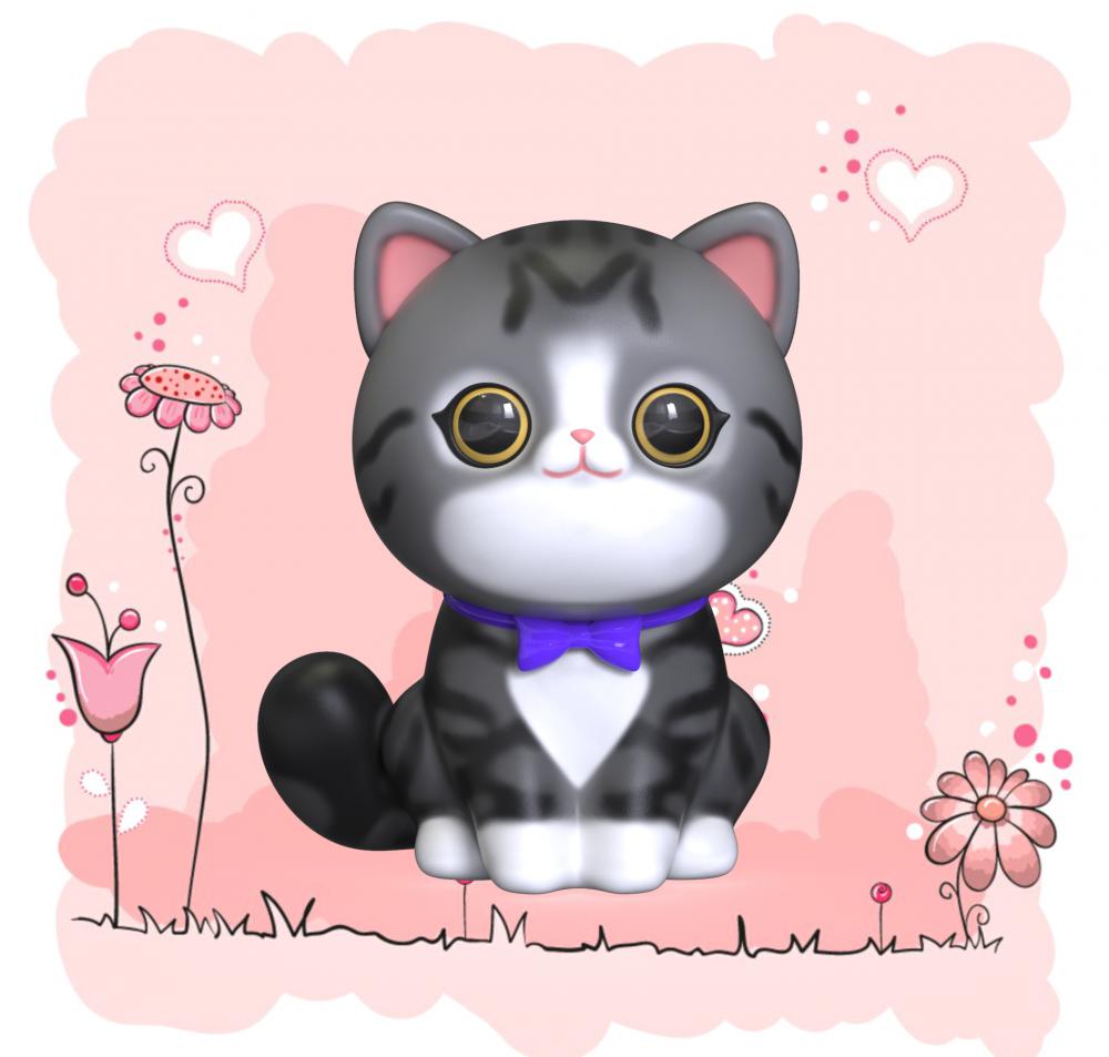 卡通猫咪3D打印模型