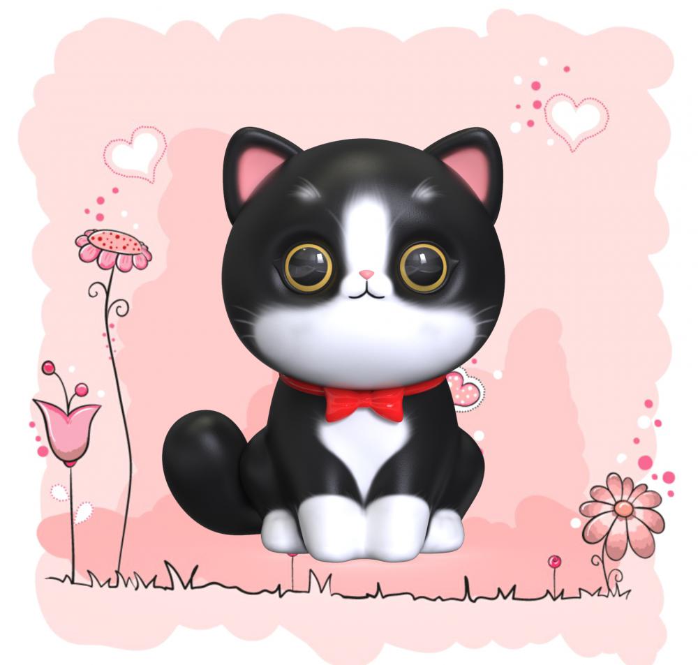 卡通猫咪3D打印模型