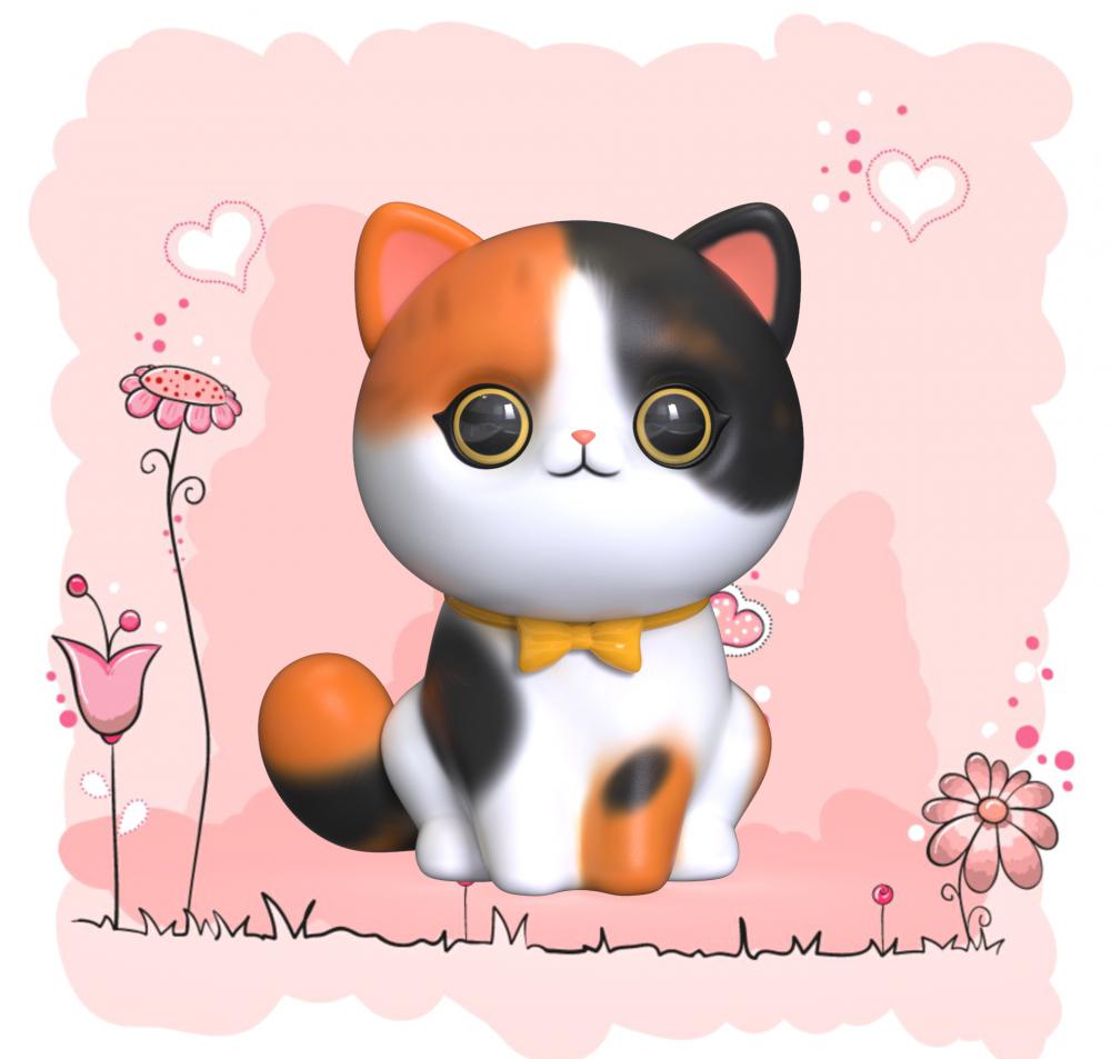 卡通猫咪3D打印模型