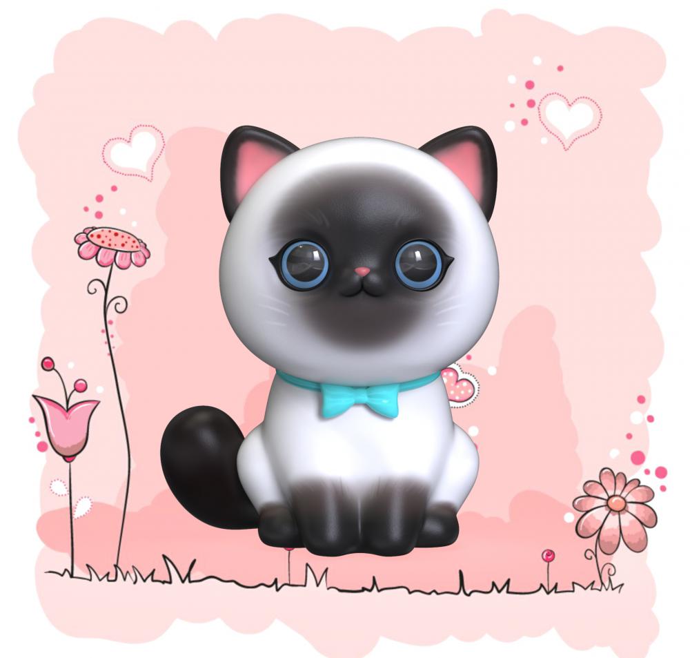 卡通猫咪3D打印模型
