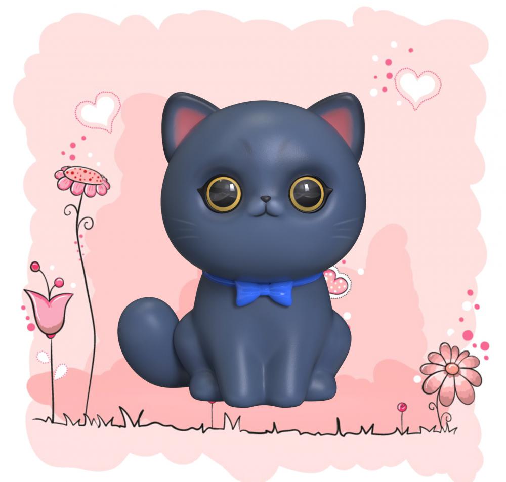 卡通猫咪3D打印模型