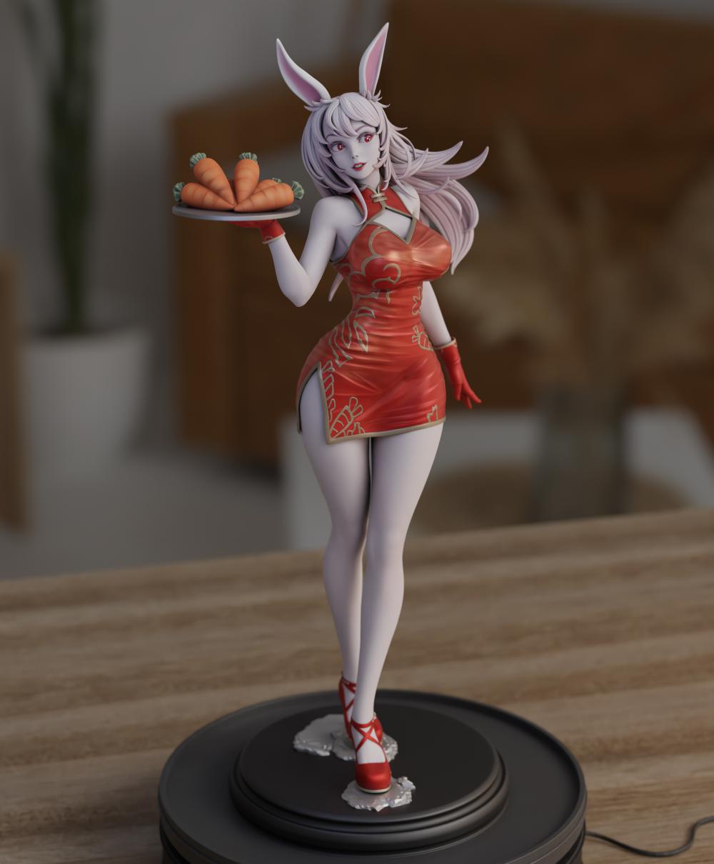 旗袍兔子女郎3D打印模型