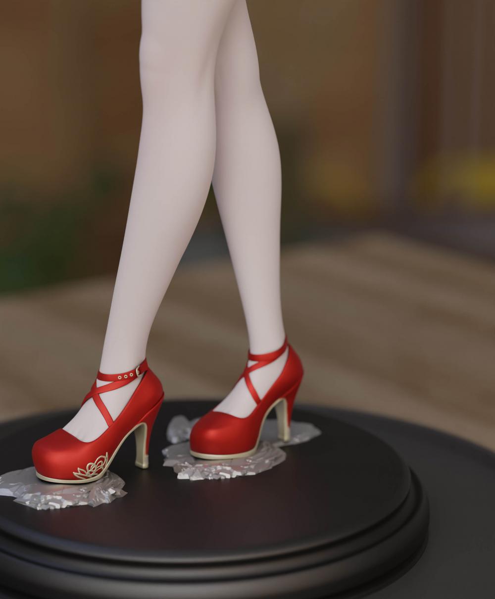 旗袍兔子女郎3D打印模型