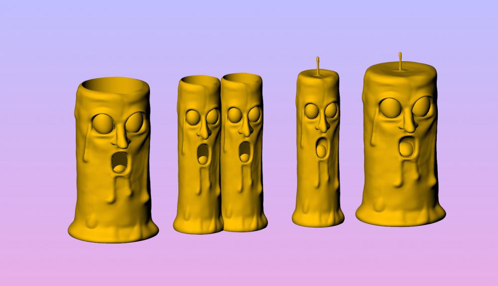 蜡烛+笔筒3D打印模型