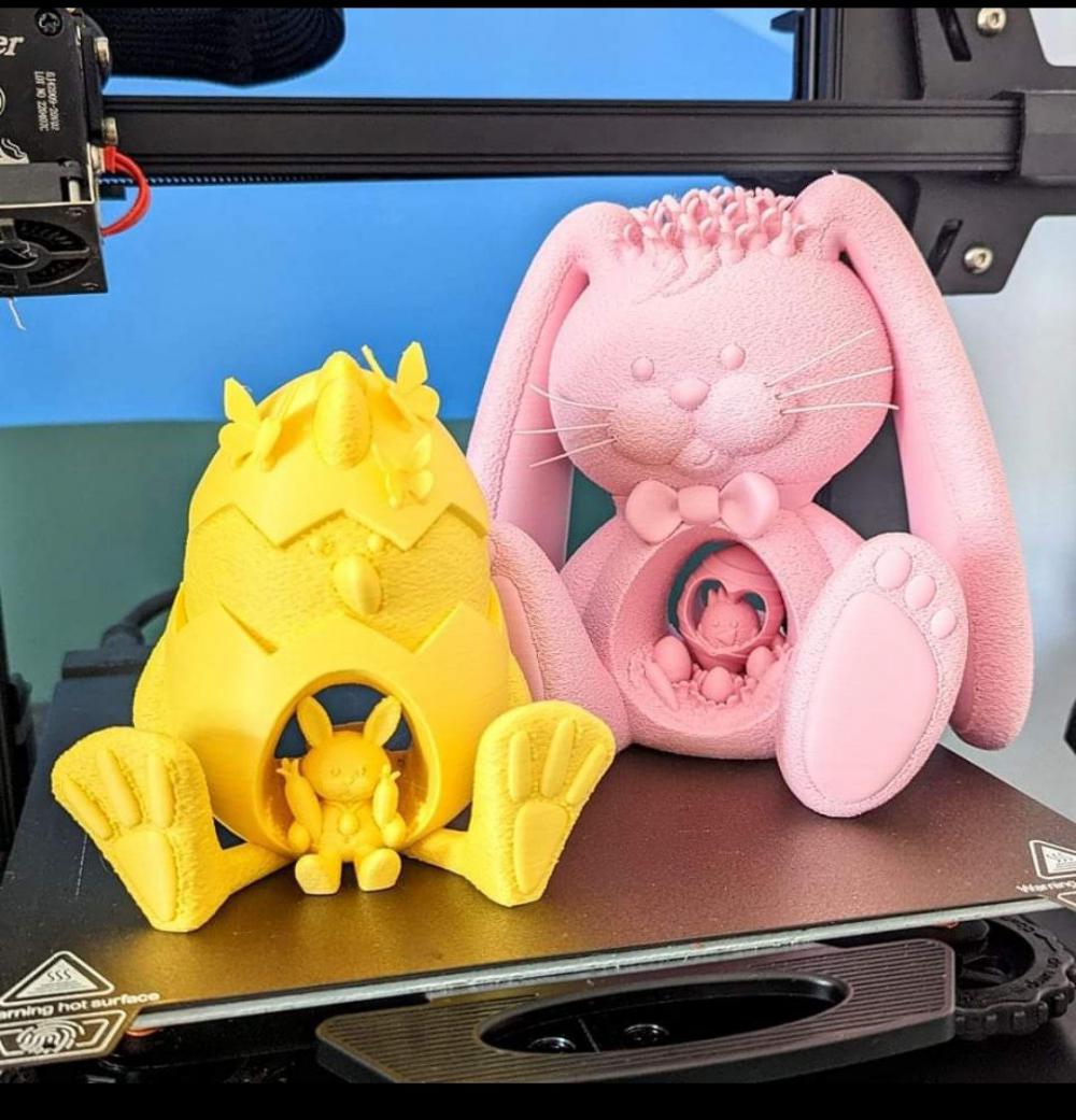 复活节兔子和小鸡3D打印模型