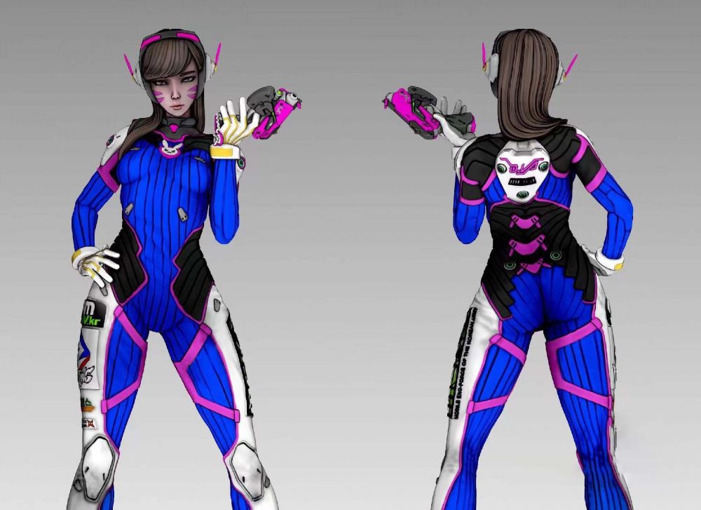 守望先锋dva 胸雕+全身像3D打印模型