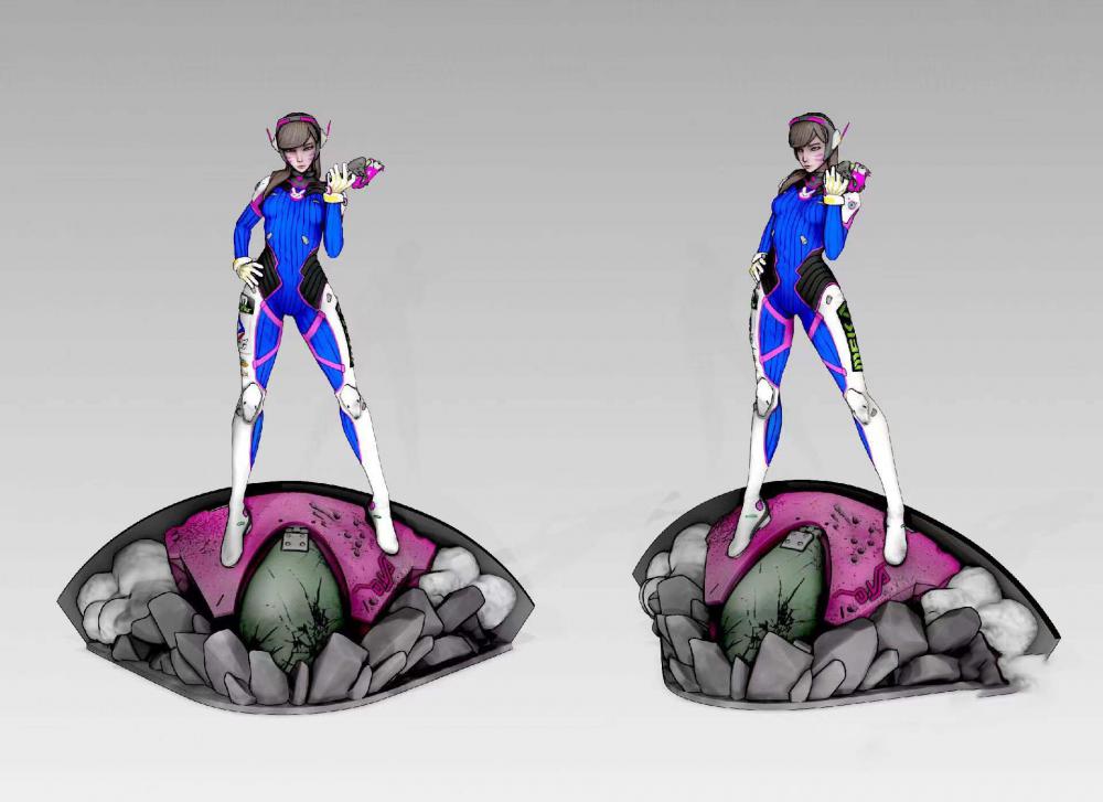 守望先锋dva 胸雕+全身像3D打印模型