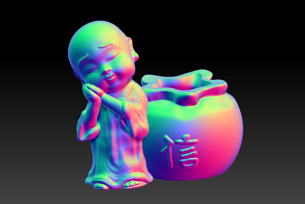 小和尚信佛-禅意花器 (花瓶)3D打印模型