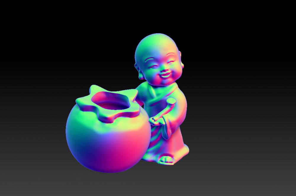小和尚事事如意-花器 (花瓶)3D打印模型