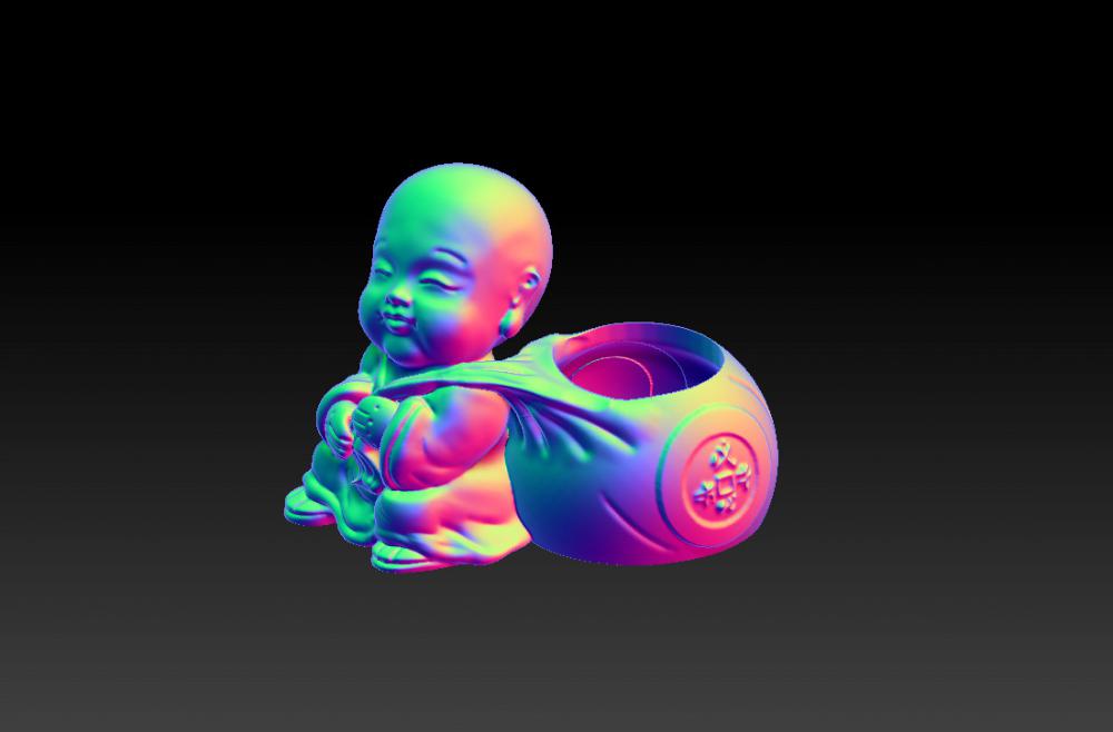 小和尚代代有錢-花器 (花瓶)3D打印模型