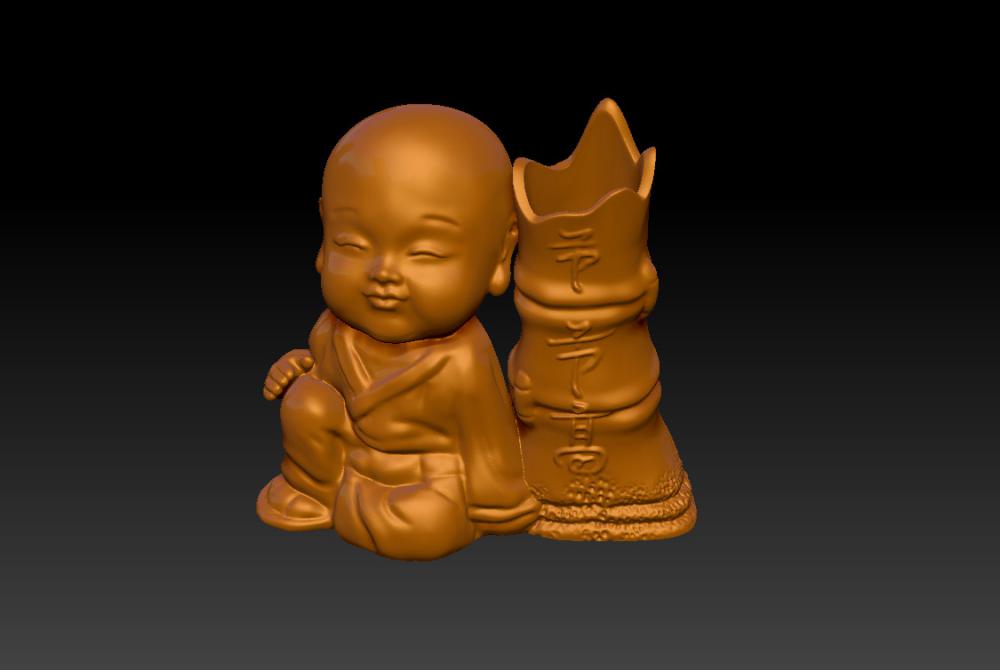 小和尚節節高升-花器 (花瓶)3D打印模型