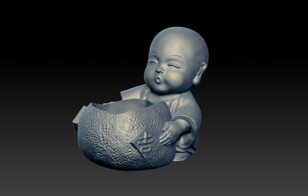 小和尚大吉大利-禅意小花器 (花瓶)3D打印模型