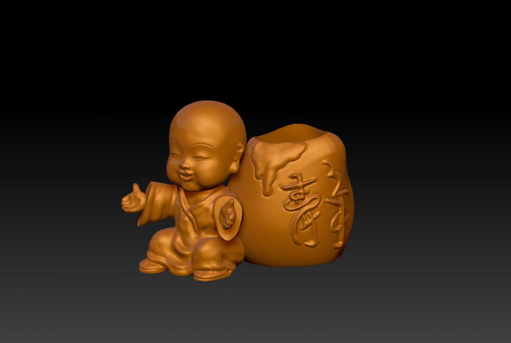 小和尚静瓶-花器 (花瓶)3D打印模型