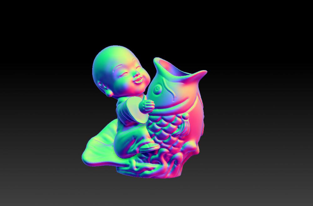 小和尚年年有余-花器 (花瓶)3D打印模型